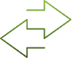 Échange & Transfert : Synchronisez vos données facilement Deux flèches vertes stylisées, une pointant vers la gauche et l'autre vers la droite, symbolisant échange, transfert ou synchronisation.