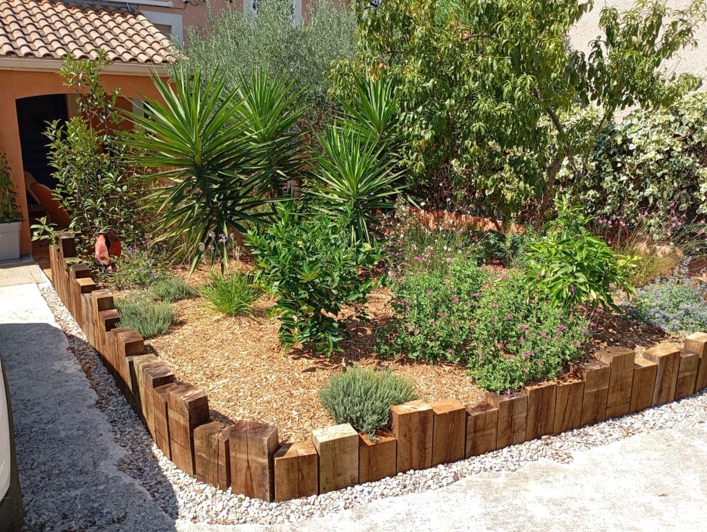 Création d'un ilot central avec traverses paysagères et plantation